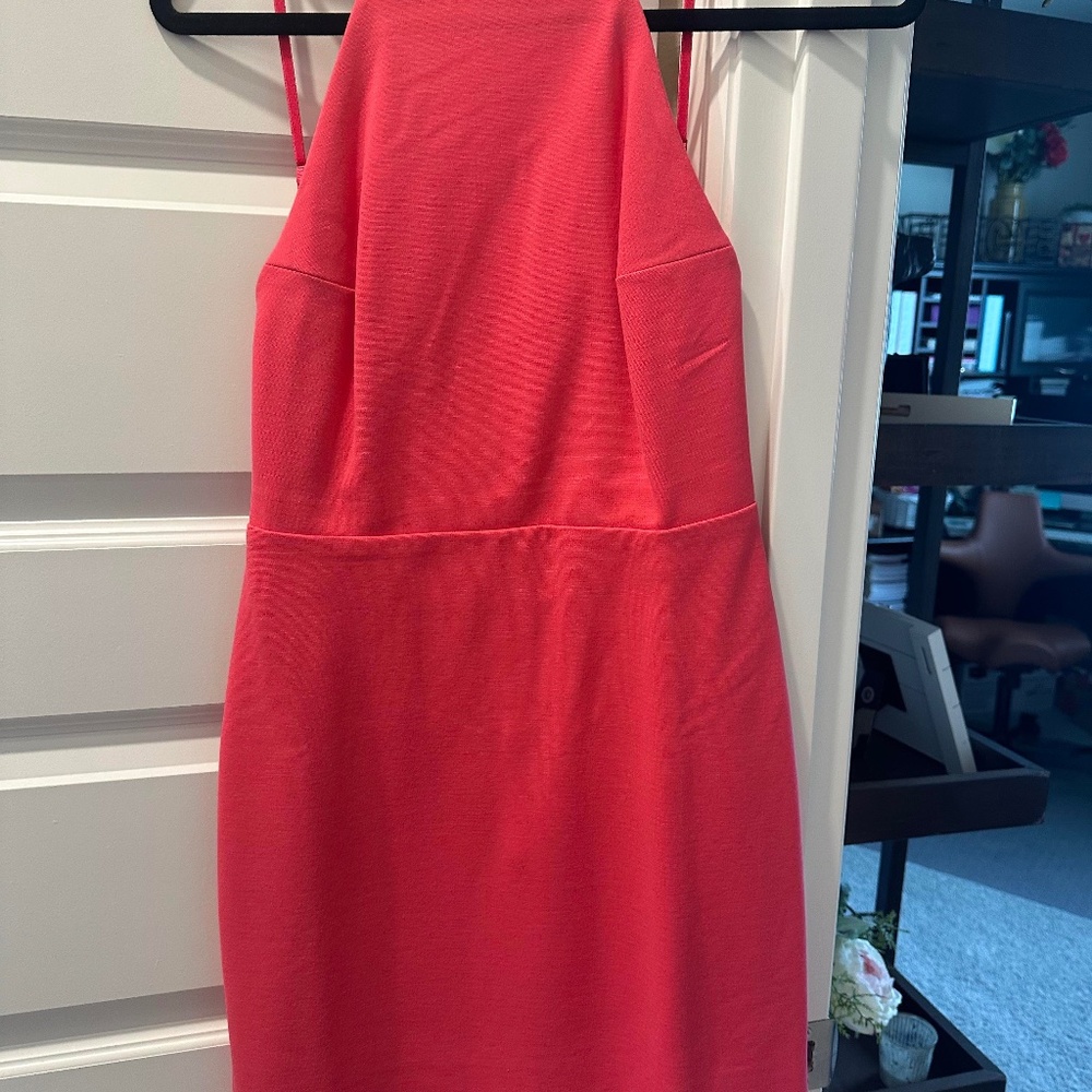 Lipstick pink backless dress